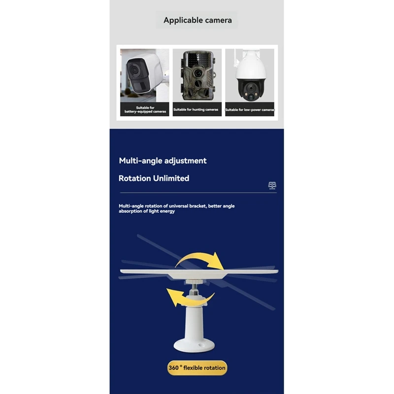 3W Solar Panel For Security Camera Outdoor IP65 Waterproof With 3 Meters Charging Cable For Outdoor Camera Charging