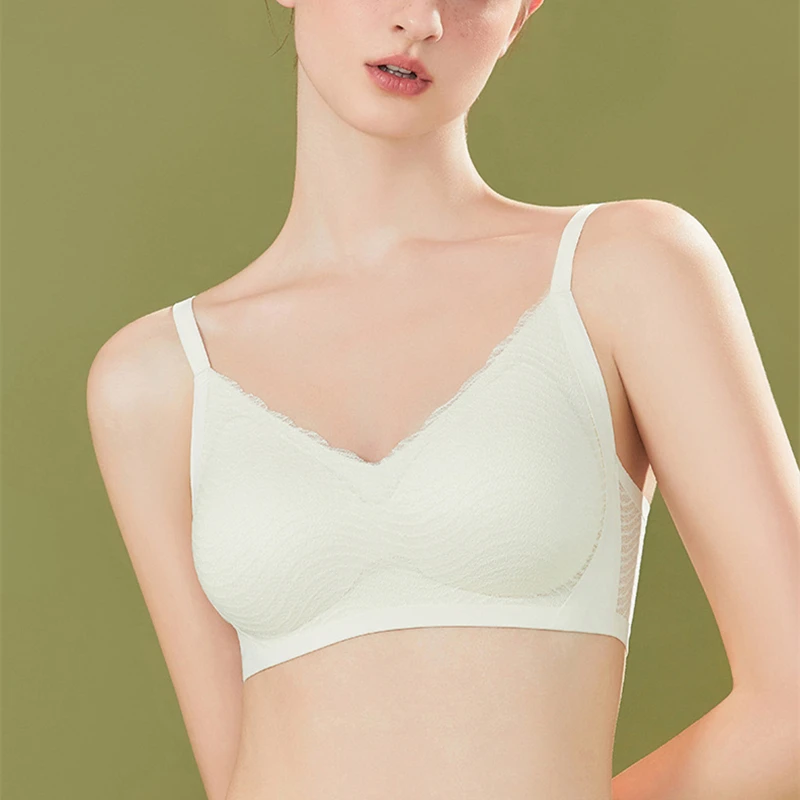 Lace A Piece Of Non-marking Underwear Female Anti-sagging Small Chest Gathered Fixed Cup Beauty Back No Steel Ring Bra