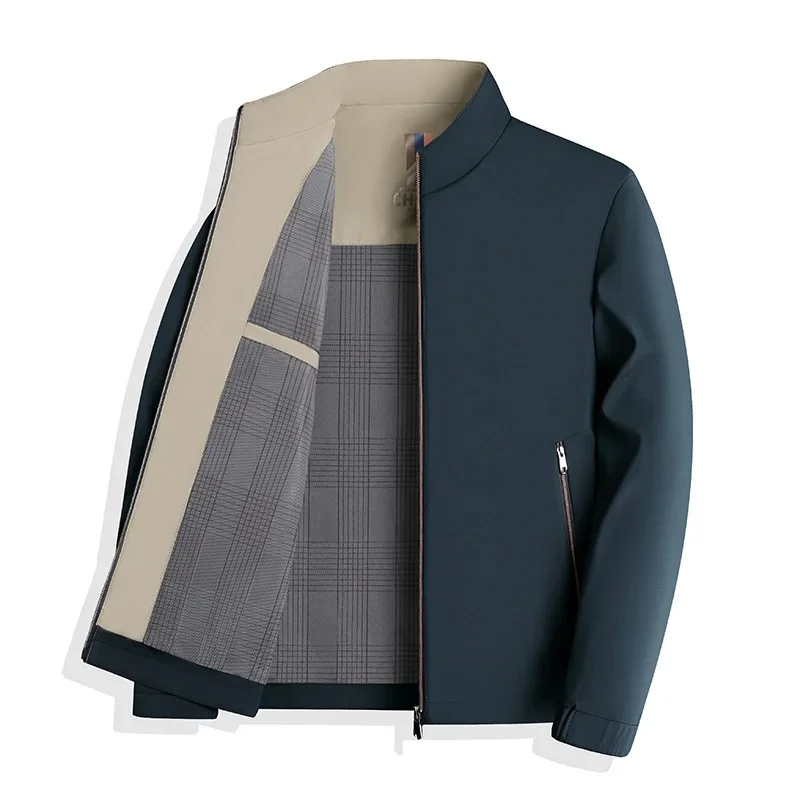 

Men New Coat Jackets Stand Collar Zipper Coats Full Sleeve Casual Regular Splice Thick Warm Jacket Pockets Solid Autumn Winter