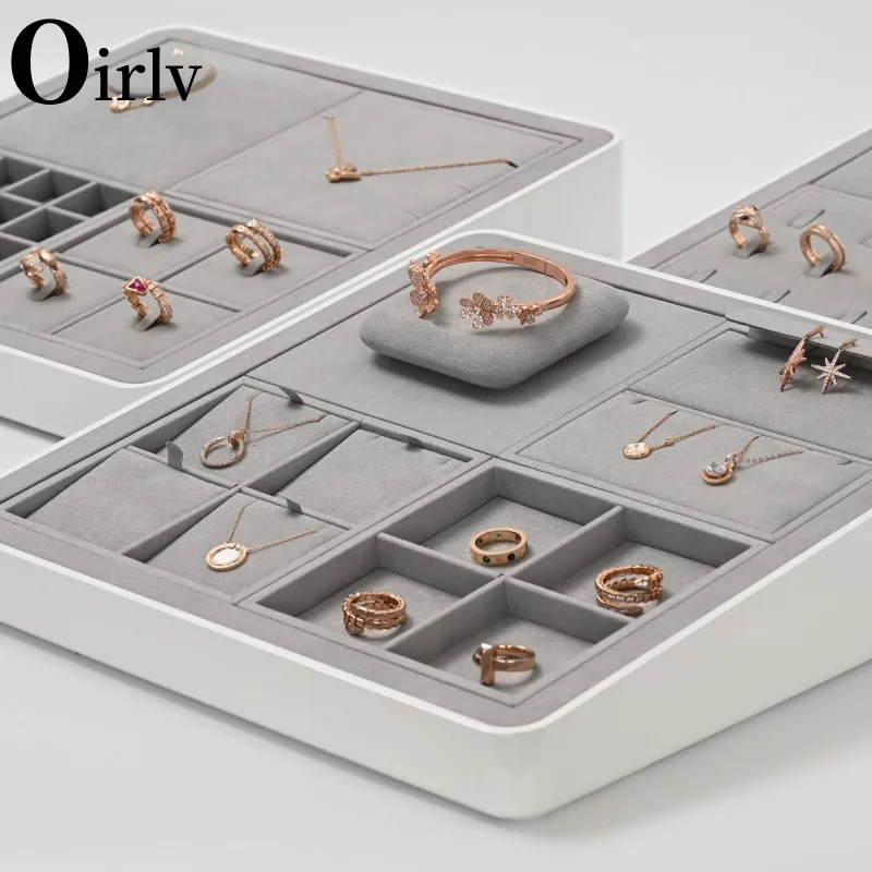 

Oirlv Gray Jewelry Display Set Shop Cabinet Display Props Necklace Display Bust Jewelry Store Ring Earrings Bangle Tray