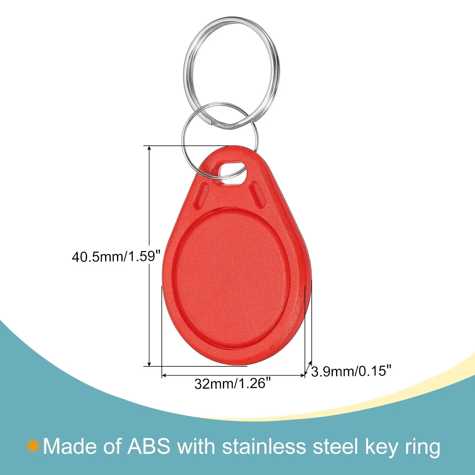 5X RFID 13.56Mhz Proximity TK4100 EM4305 Keyfobs Uid Changeable Memory 1K  Keychain Ring Rewritable For Access Control RED