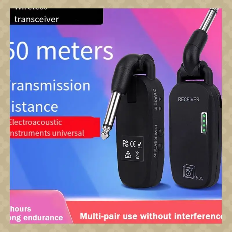 

Wireless Guitar System 2.4 Wireless Guitar Transmitter Receiver Rechargeable For Electric Guitar Bass Black Spare Parts