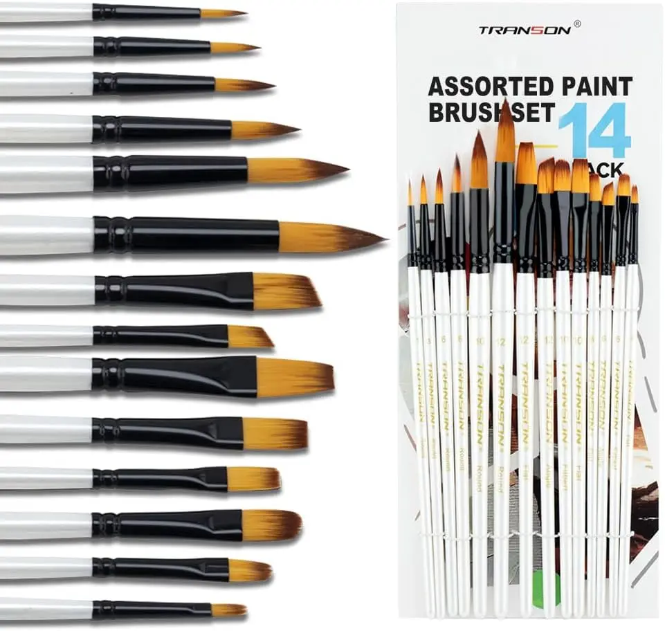 

14pcs Art Painting Brush Set for Acrylic, Watercolor, Gouache, Oil & Hobby