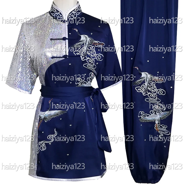 

Вышитые журавли, униформа ушу, одежда для кунг-фу, костюм для боевых искусств, одежда Taolu, Чанцюань для мужчин, женщин, взрослых, детей, мальчиков и девочек