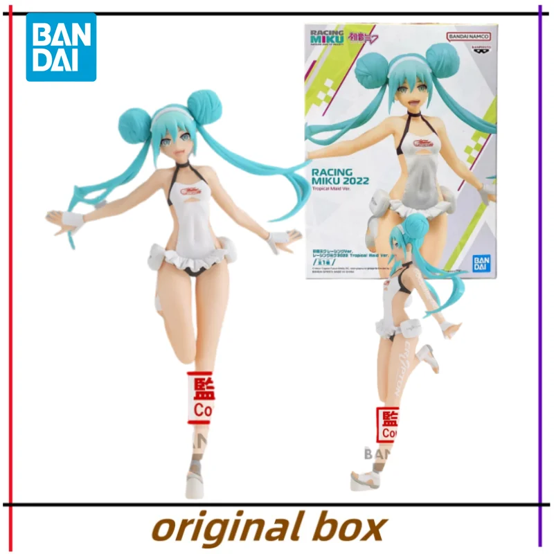 Bandai Figure Model Racing Hatsune Miku 2022 Tropical Maid Ver Anime Figures Toys Collectible Gift for Kids Genuine New Unopened