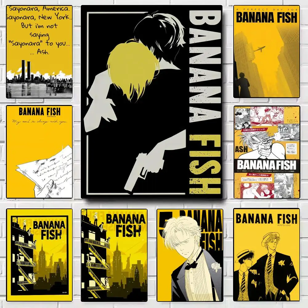 Anime B-Banana F-Fish Poster Modern Wall Art for Bedroom Living Room Cafe Bar Aesthetic Home Decor Gift