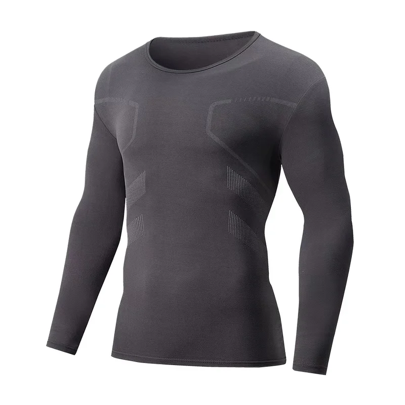 2/3-قطعة مجموعة من الخريف/الشتاء الرجال المطبوعة ملابس اخلية حرارية الرياضة واللياقة البدنية الجولة الرقبة طويلة الأكمام تي شيرت قاعدة قميص