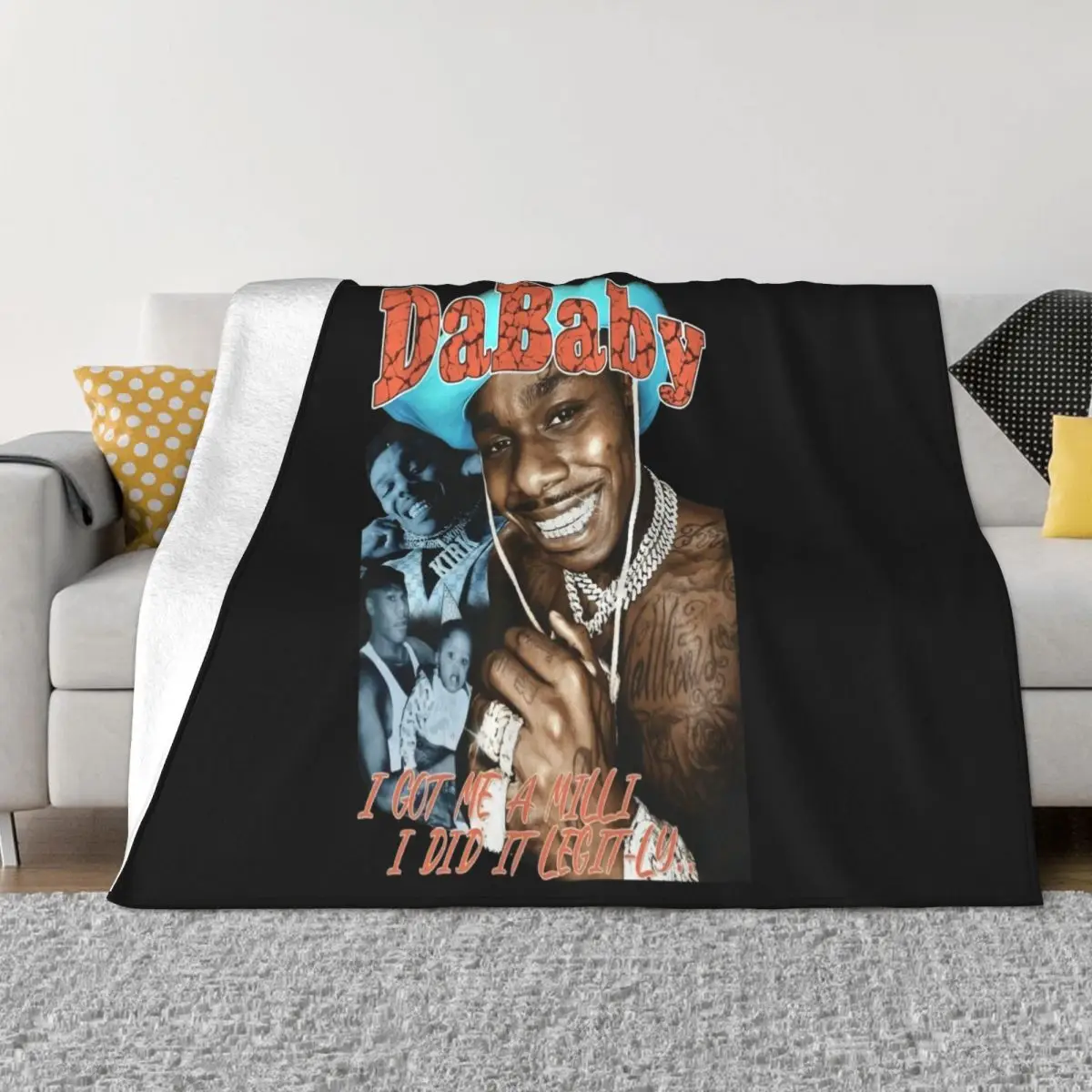 Dababy I Got Me A Milli I Did It Legitly Hip Hop Rapper Blck High Quality Personality Throw Blanket