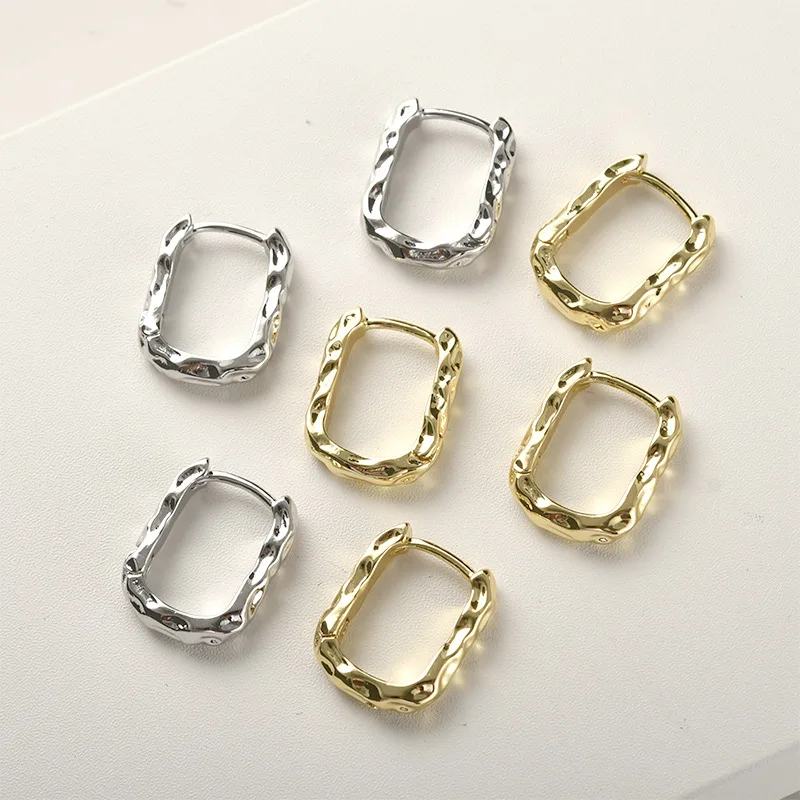 Copper-plated 14k Gold Color  U-shaped Concave-convex Earrings, Ear Buckles, DIY Simple Earrings, Handmade Accessories Materials