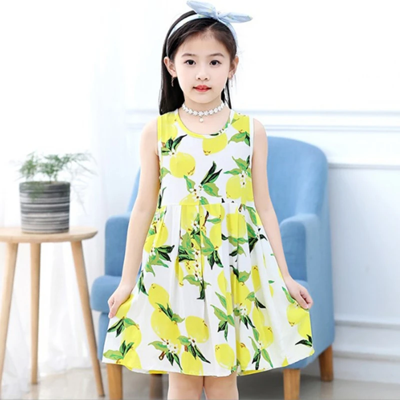 Girls Summer Dress New Children\'s Rainbow Print Princess Party Dress Sweet Wedding Children\'s dress Fashion casual dress