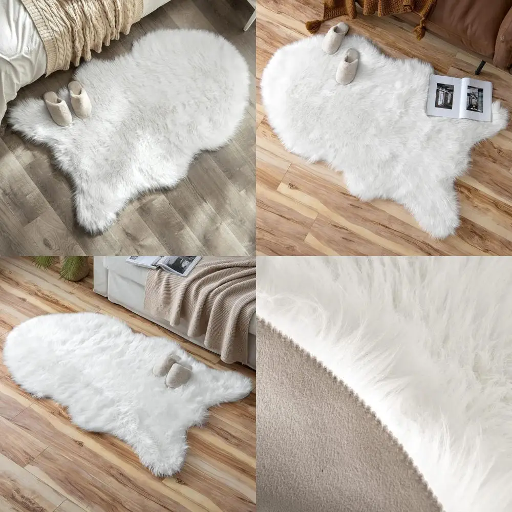 

Large White Plush Sheepskin-Style Shaggy Rug, 3x5 Feet, Perfect for Christmas Decor and Home Comfort