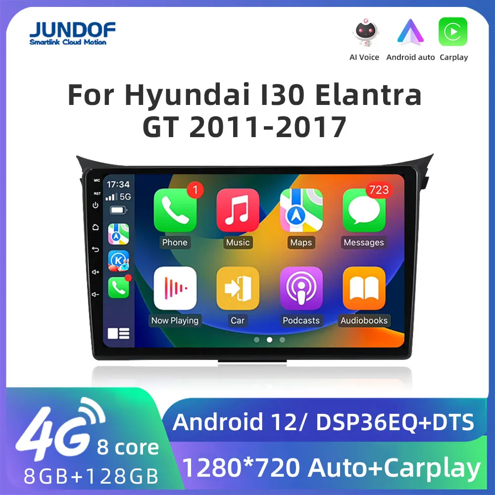 

Jundof 2 din Android Car Radio For Hyundai I30 Elantra GT GD 2011-2017 Multimedia Video Player Navigation GPS Stereo DVD Carplay