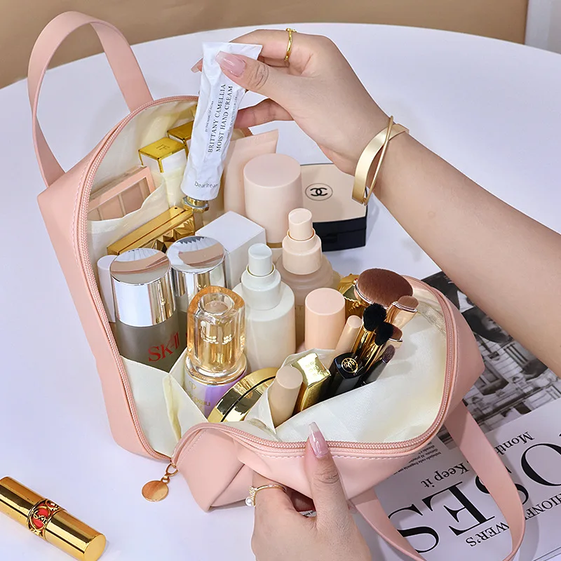 New High-value shell portable makeup bag large-capacity travel portable cosmetic storage bag waterproof PU washing cosmetic bag