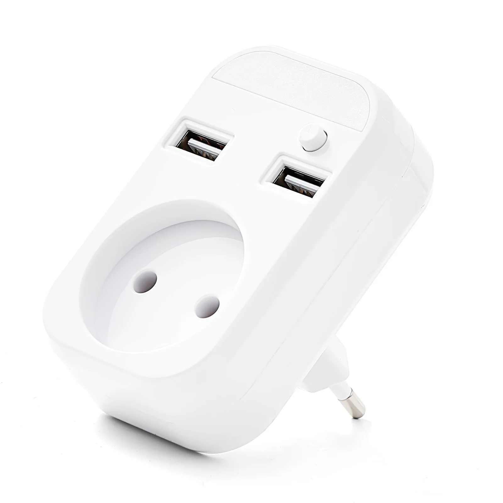 European Travel Plug USB Socket Conversion with Switch Small Night Light 2 USB Port German French Russian Universal Socket