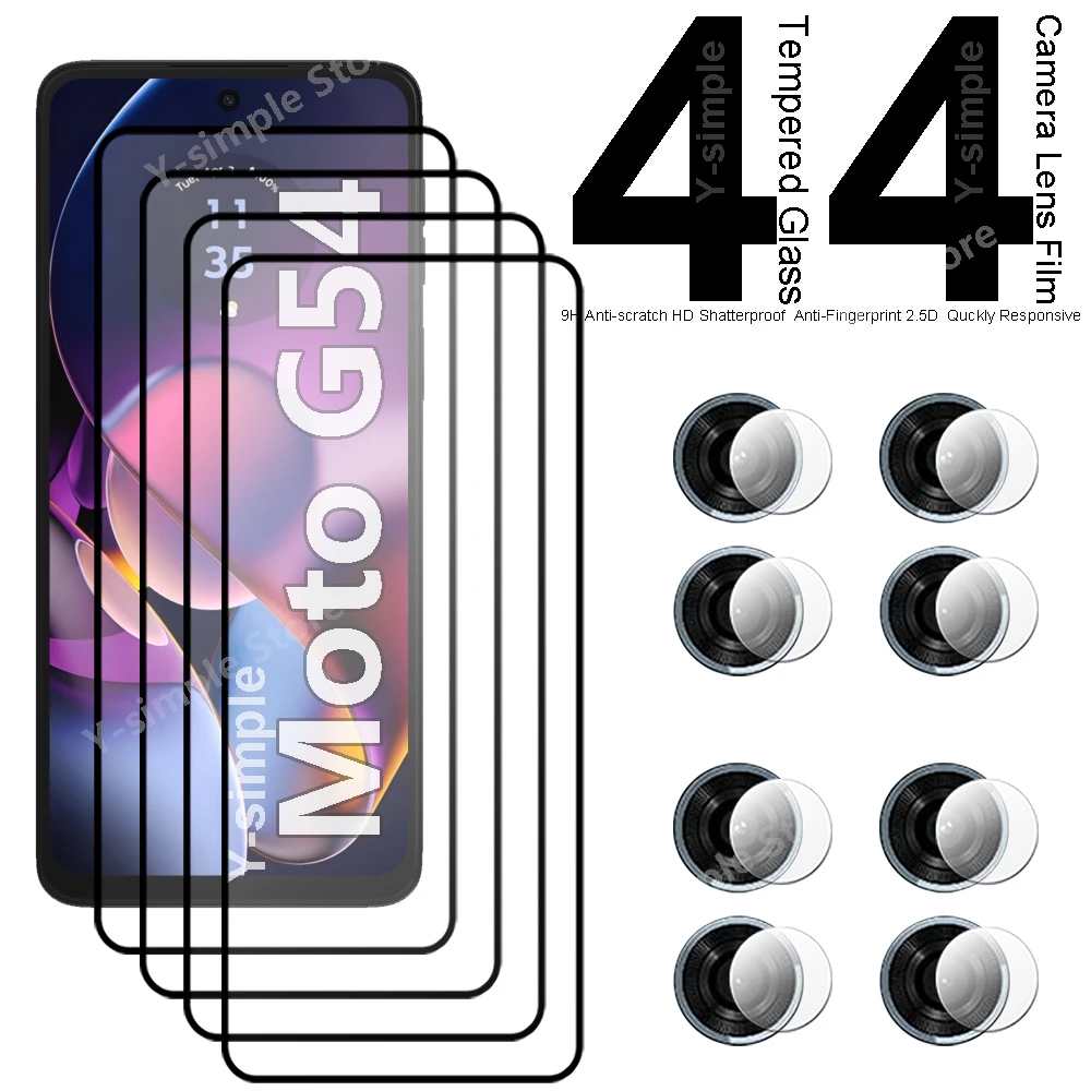 4+4 Phone Glass For Motorola G54 Screen Protector Full Coverage Soft Camera Lens film For MOTO G54 Tempered Glass