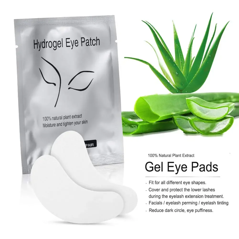 Juego de 100 pares de pegatinas de gel para extensión de pestañas, pegatinas de máscara de ojos de hidrogel sin pelusa para extensiones de pestañas