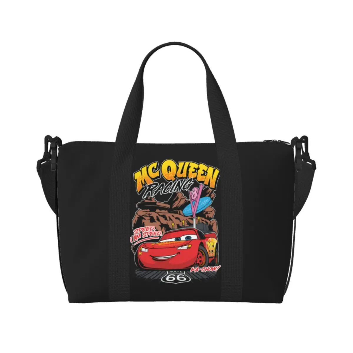 

Custom Cartoon Lightning 95 Cars Kingdom Animation Tote Bag for Women Large Capacity Gym Beach Travel Bags