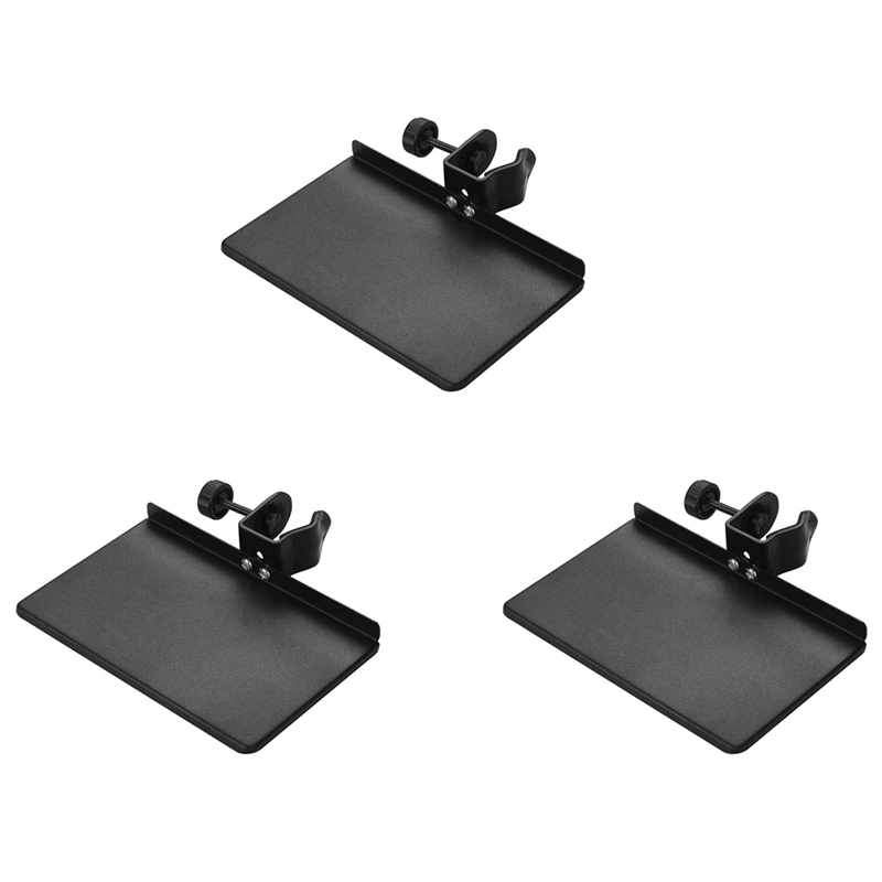 

3X Universal Microphone Stand Clamp-On Tray Metal Material With Mounting Clamp