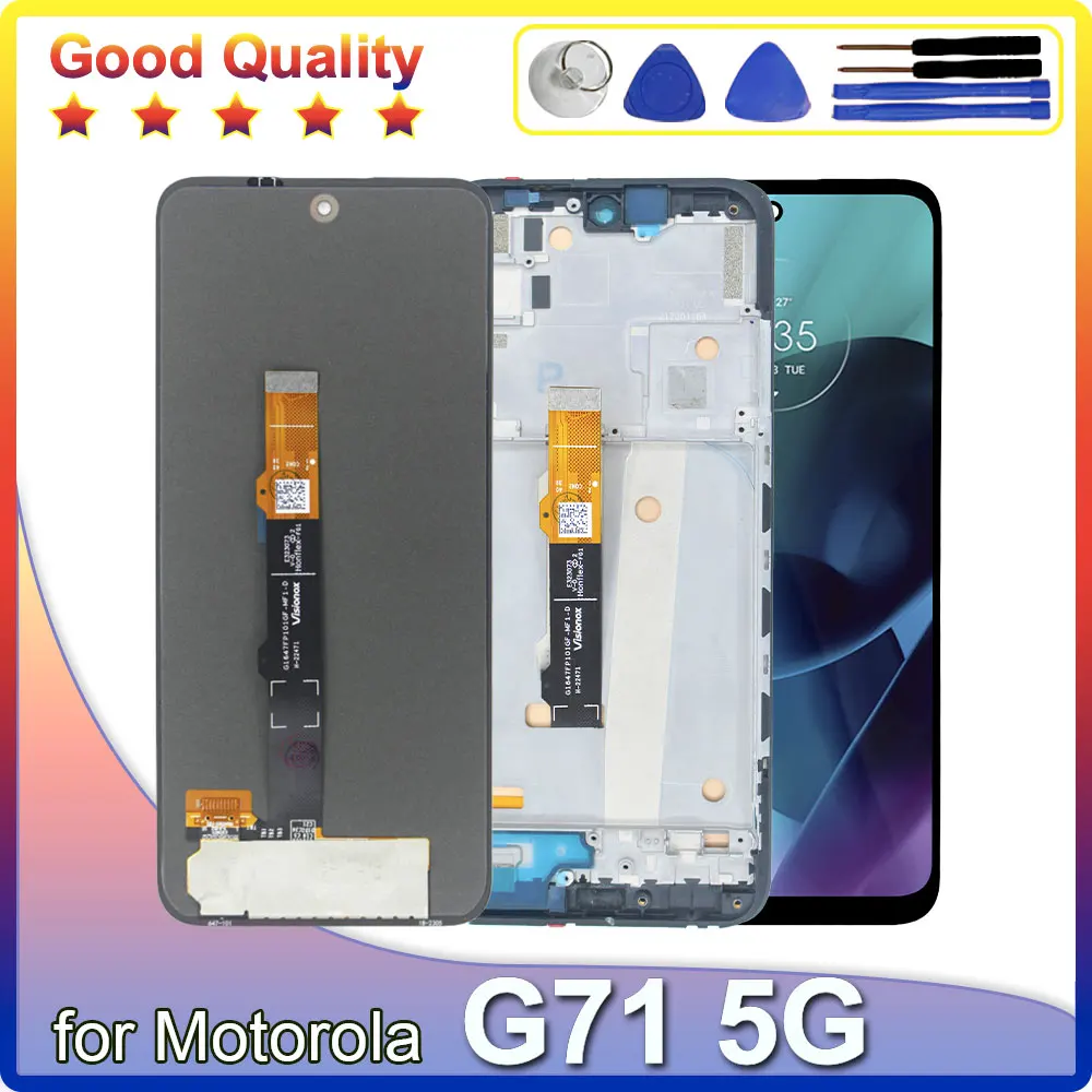 Tested LCD for Motorola G71 5G 2022 LCD Display Touch Screen Digitizer Assembly for Moto G71 XT2169 LCD Replacement With Frame
