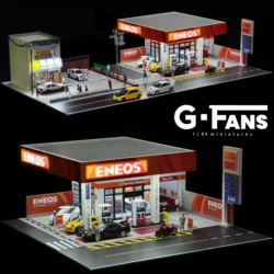 G FANS 1:64 Car Garage Models Shop Parking Building Led Diorama Building Scene Model with Lights Car Garage Diorama Scene Model