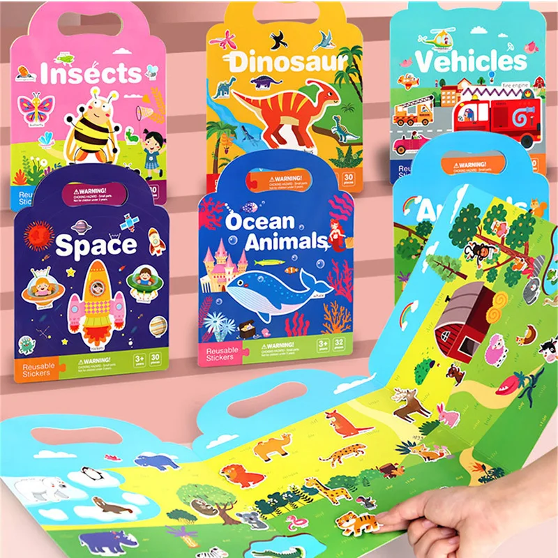 

Montessori Scene Sticker Book Focus Cultivation Quiet Sticker Book Enlightenment Puzzle Cognitive Sticker Book Kids Puzzle Toys