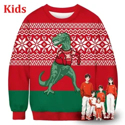 Ugly Dinosaur 3D Printed Christmas Sweater Kids's And WoKids's Tops Hooded Christmas Pullover Autumn Christmas Sweater