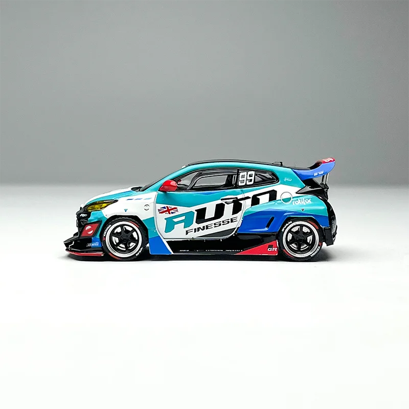 PopRace 1:64 Metalowy Model Samochodu Yaris GR AUTO Niebieski, Statyczna Kolekcja, Dekoracja, Prezent na Święta, Zabawki