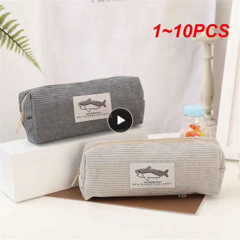 1 ~ 10 шт. пенал с изображением акулы, вельветовый чехол для ручек, каваи, канцелярские принадлежности, Estuche, большой вместительный пенал, школьные принадлежности, карандаш