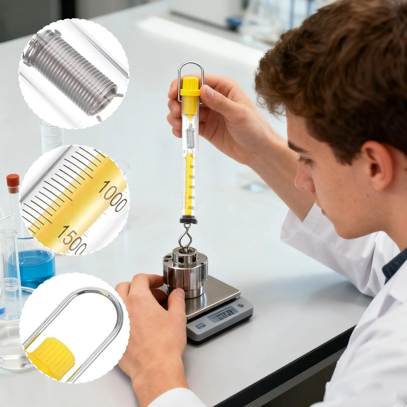 Force Spring Scale 2.5N Capacity Precise Dynamometer Portable Dynamometer For Physics Laboratory Science Students Experiments