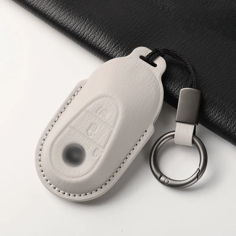 For Mercedes-Benz GLE Series Goatskin All-Inclusive Key Cover E300L, A200L, E-Class, GLB, C-Class leather key cases