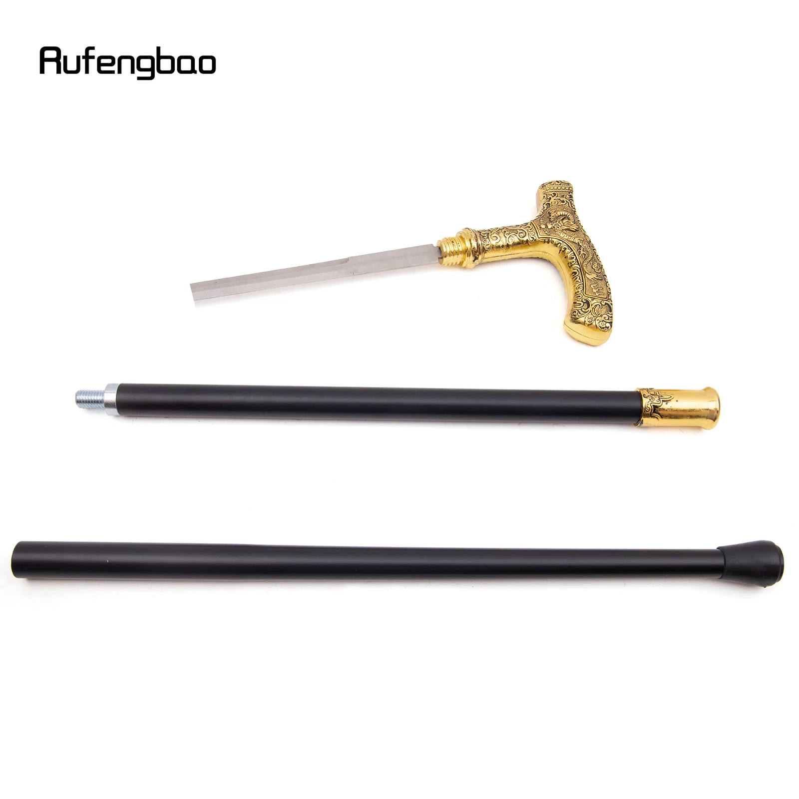 Gouden Draak Handvat Luxe Wandelstok met Verborgen Plaat Zelfverdediging Mode Riet Plaat Cosplay Crosier Stick 89cm