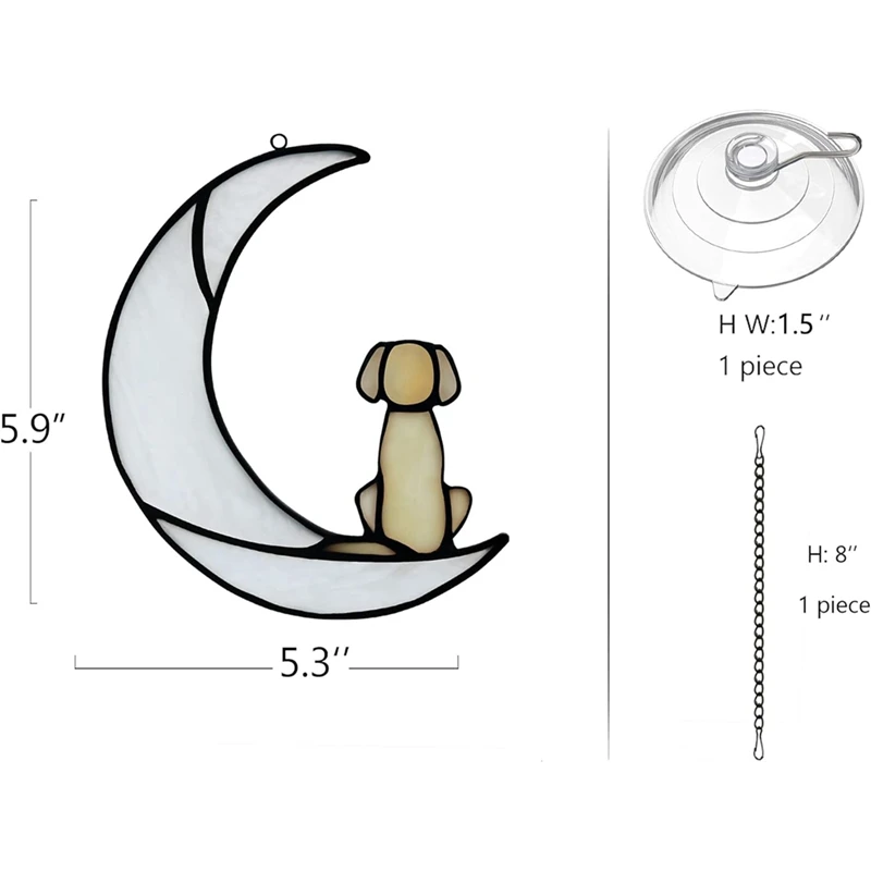 هدية معاطف للكلاب، كلب من الزجاج الملون على القمر لهدايا صائد الشمس، هدايا تذكارية للكلاب الصفراء لهدايا فقدان الحيوانات الأليفة متينة