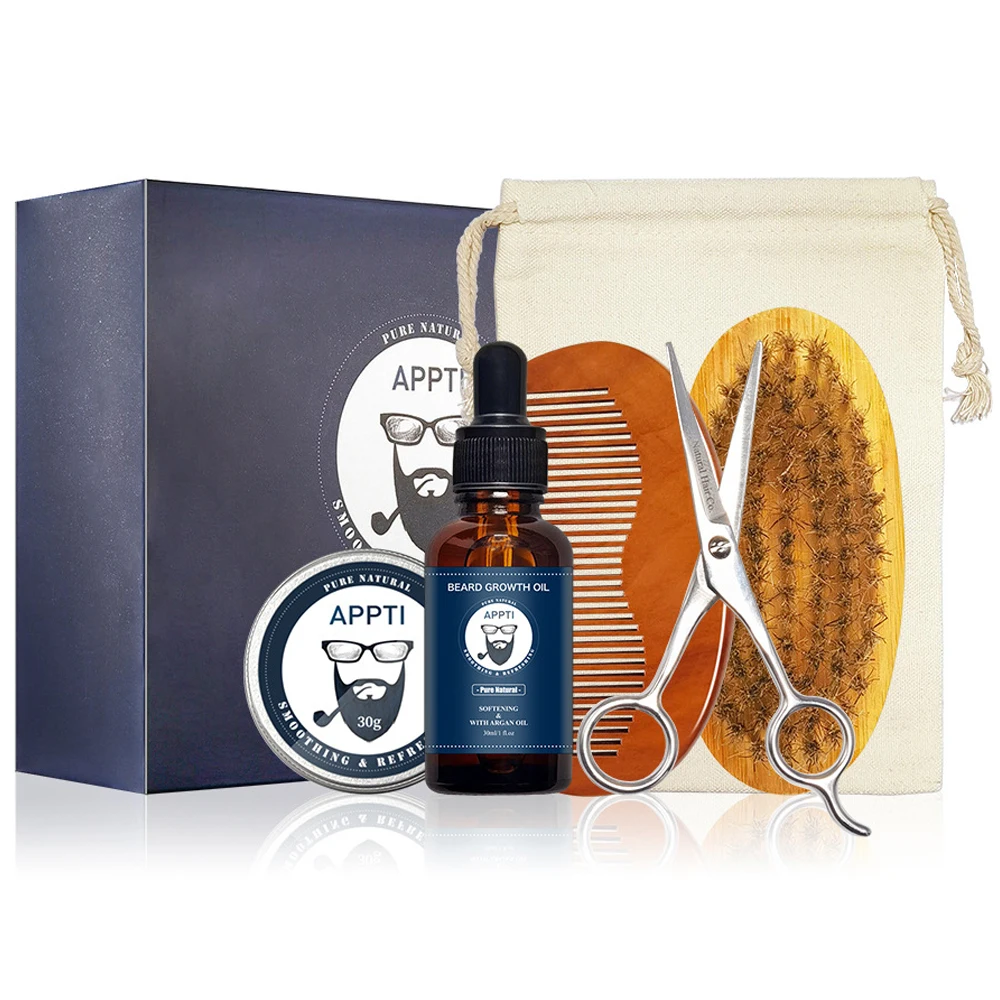 

Beard Growth Kit Beard oil, Beard brush, beard comb Styling Scissors with storage bag