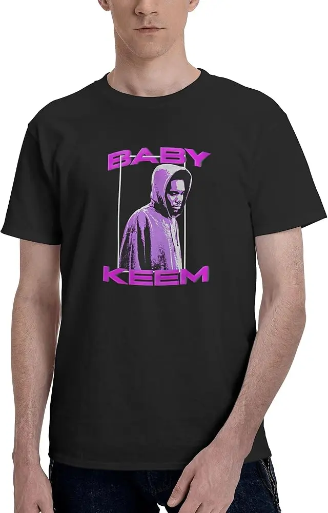 

Musics Keem Men's Short Sleeve T-shirt Soft Cotton Shirt Crewneck Casual T-shirt Black