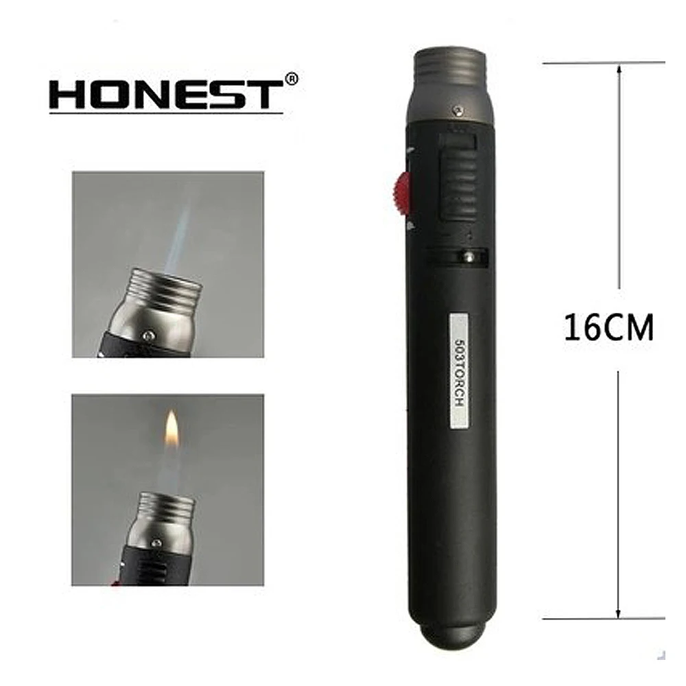 Honest Plastic Case 1300℃ Adjustable Gas Jet Normal Flame Lighter Inflatable Windproof Welding Tool Isqueiro