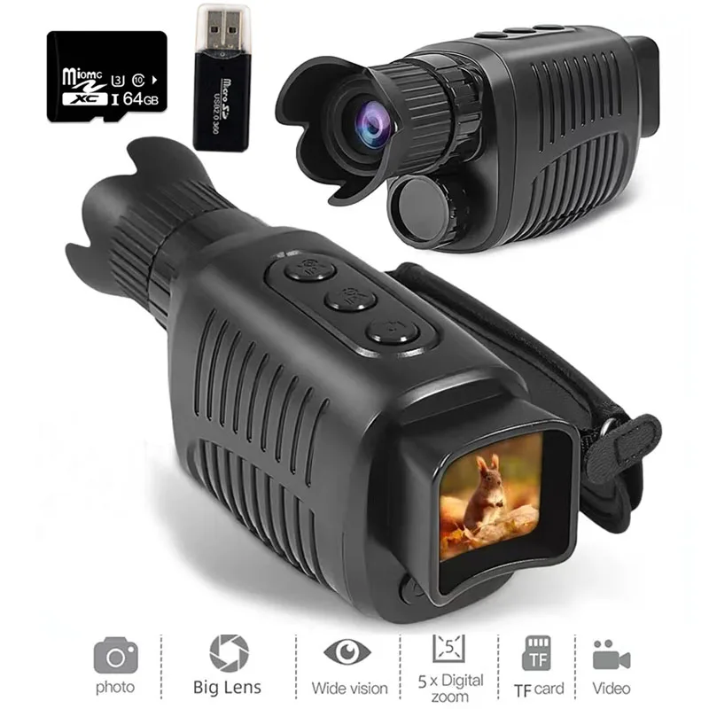 

1080P HD Infrared Night Vision Hunting Camping Non Thermal Camera 5x Digital Zoom Monocular Telescope Outdoor Day Night Use