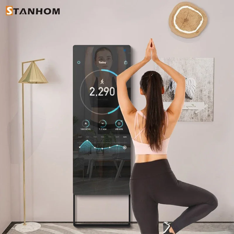 STANHOM Custom Hotel Home Gym Workout Yoga 32'' 43'' Android Touch Screen Smart Fitness Mirror
