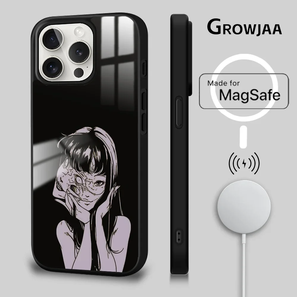 Anime Junji Ito Tomie Phone Case For iPhone 16 15 14 13 12 11 Pro Max Plus Mini New Magsafe Mirror Wireless Magnetic Cover