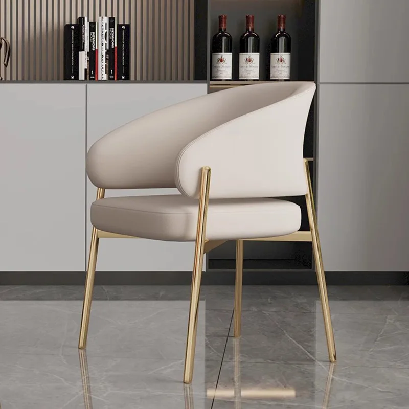 Modern Armrest Dining Chairs Gold Legs Leather Waterproof Dining Chairs Living Room Design Sillas De Comedor Kitchen Furniture