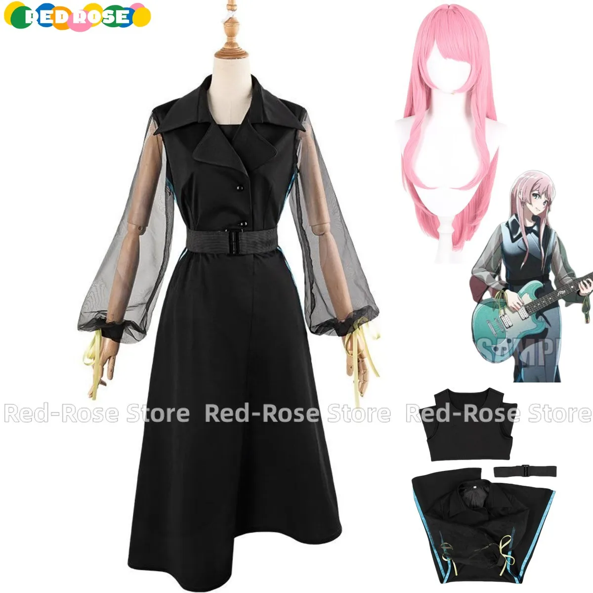 Anime BanG Dream! It's MyGO!!!!! Anon Chihaya Cosplay Costume Mesh Yarn Dress Princess Skirt Adult Woman Sexy Carnival Suit