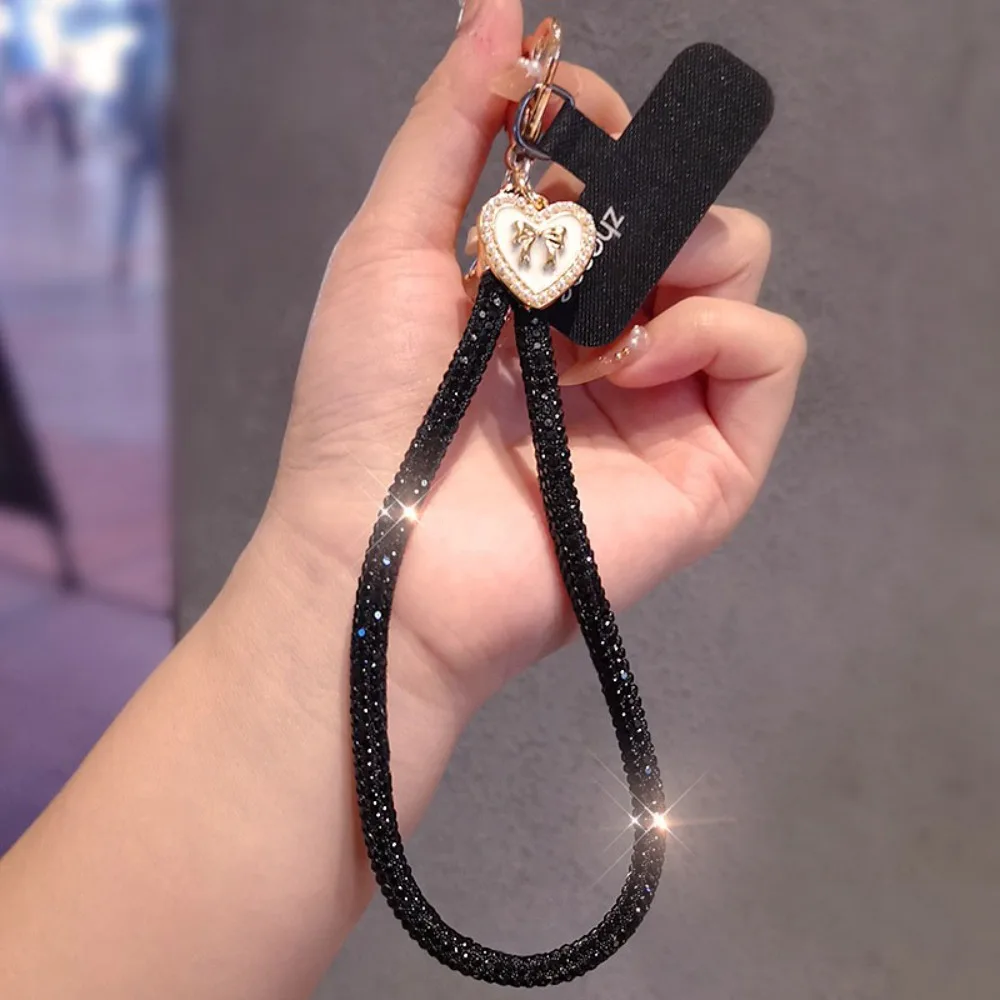 

Hanging Cord Glitter Rhinestone Phone Lanyard Short Wrist Style Luxury Diamond Phone Rope Anti Loss Handheld Mobile Phone Chain