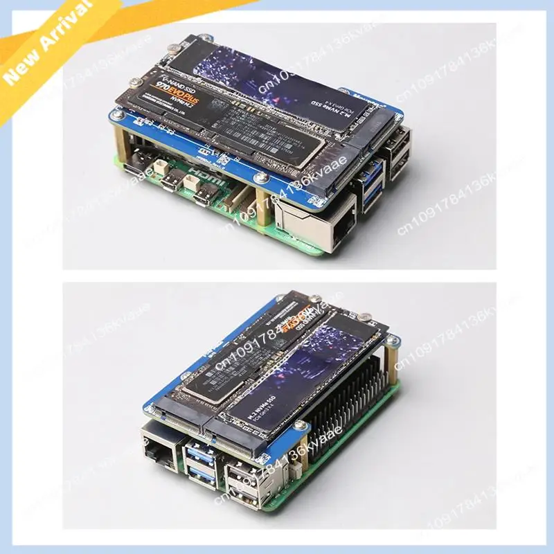 

M01K MPS2280D For Raspberry Pi 5 PCIE To M.2 Dual NVME SSD HAT Blue PCB Computer Accessories
