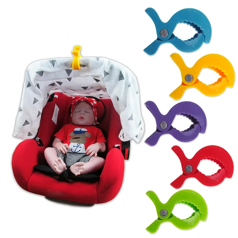 1/2PCs baby colorful car seat accessories plastic pushchair toy clip pram stroller peg to hook cover blanket mosquito net clips