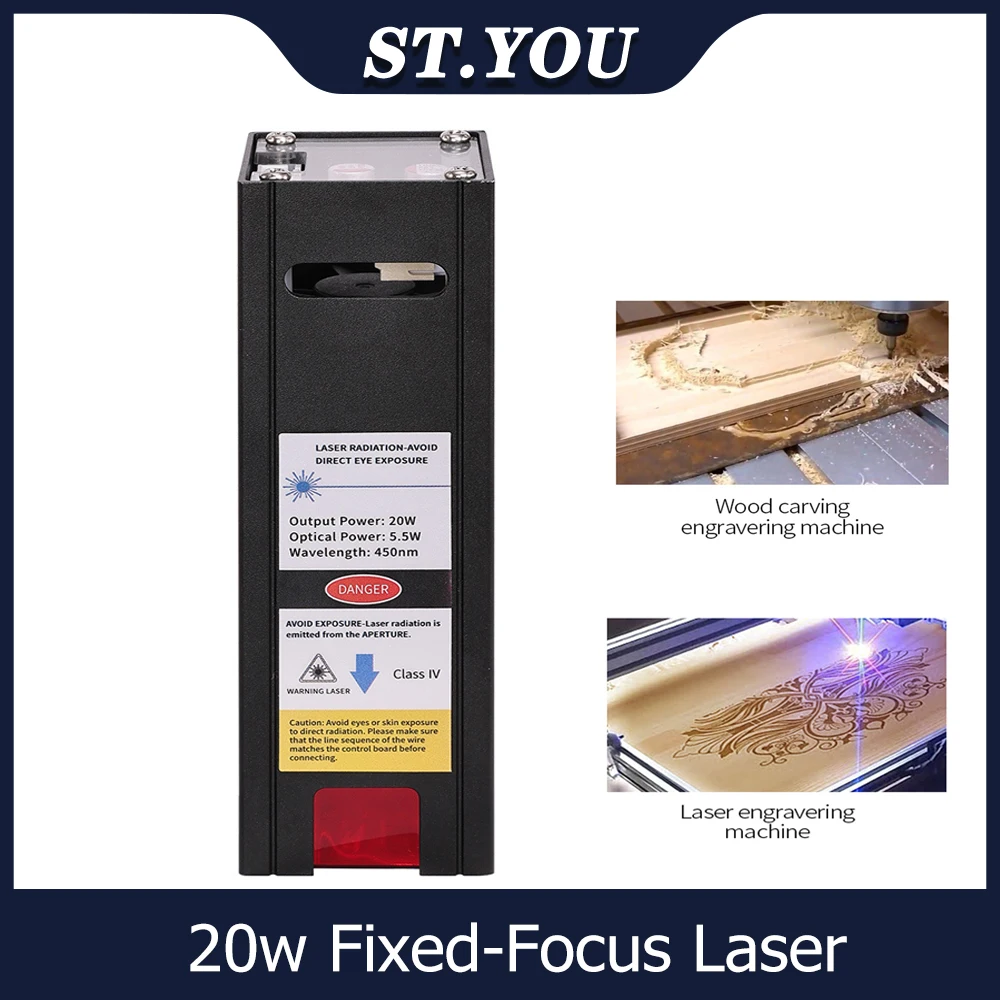 

20w Laser Module Fixed-Focus Laser Head 33 Pofile Laser Engraving Module Kit for Laser Engraving Machine Wood Cutting Milling