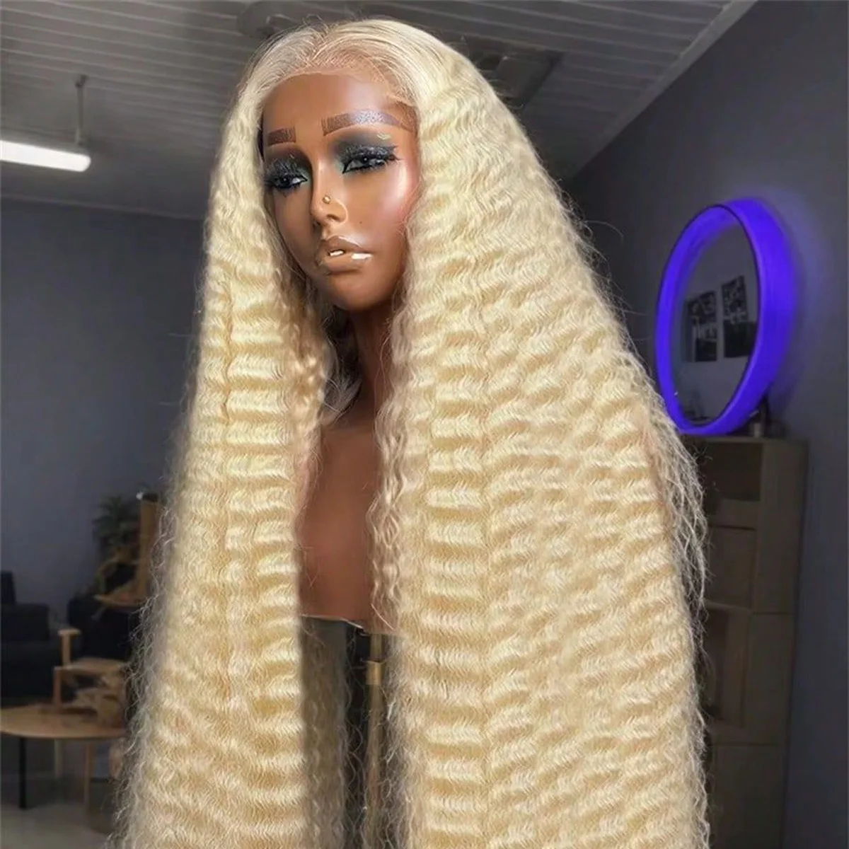 

613 Медовый блондин Кудрявые парики с глубокими волнами 13x4 HD Парики из натуральных волос на кружеве 34 дюйма Цветные волнистые кружевные фронтальные парики для женщин