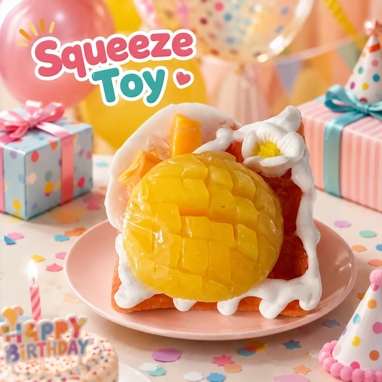 Food Grade Simulation Mango Toast Squishy Squeeze Toy Slow Rebound Fidget Toy Stress Relief Sensory Decompression Toy For Kids