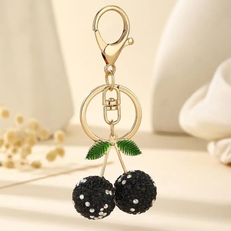 Luxuriöser Strass-Kirsch-Schlüsselanhänger, Kreativer Exquisiter Glänzender Schlüsselring, Taschenanhänger, Personalisierter Taschen-Charm, Geburtstagsgeschenke – Detail 1