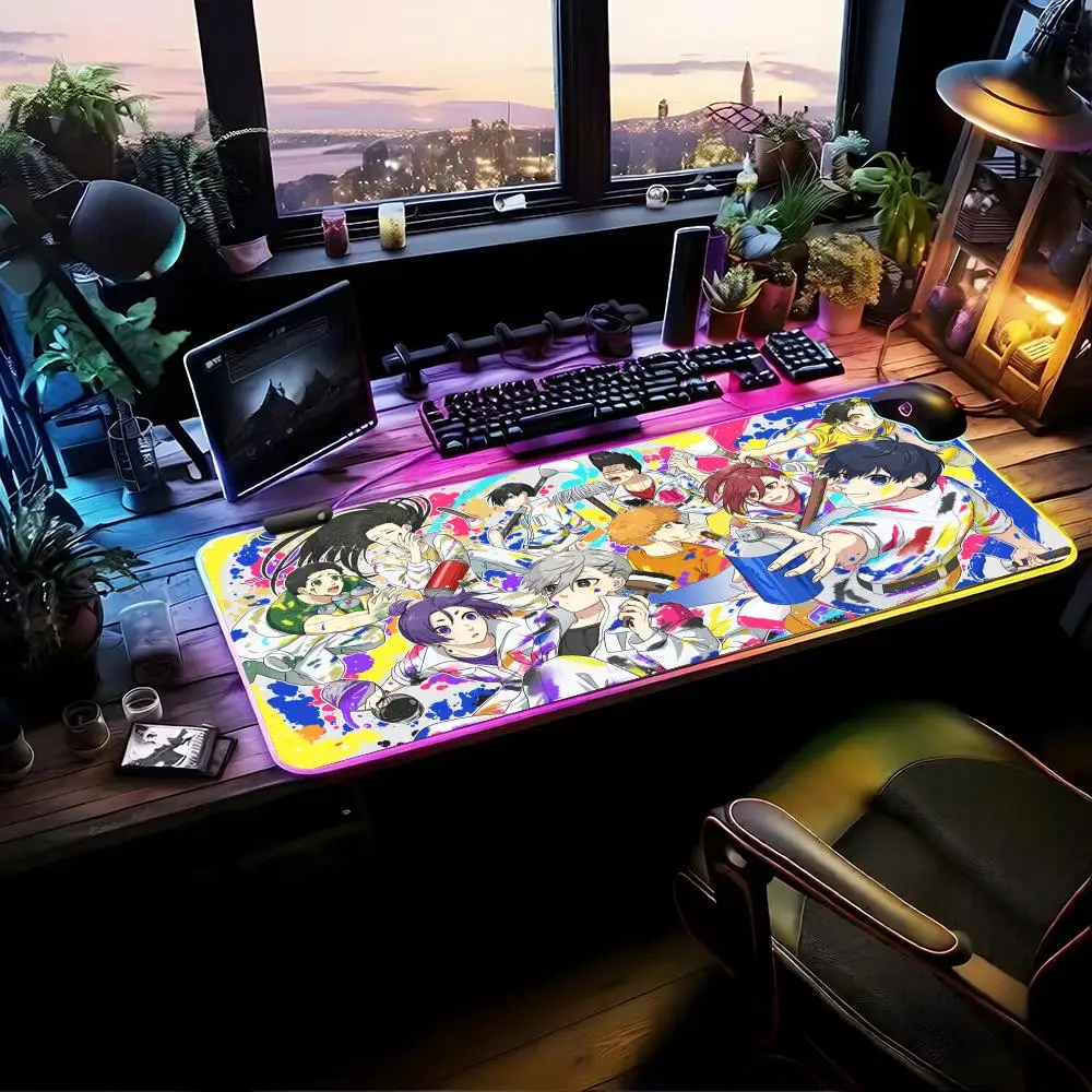 

Коврик для мыши Anime Blue Lock RGB, игровой коврик для мыши, настольный коврик HD, большой игровой коврик с LED-подсветкой, XXL коврик для мыши