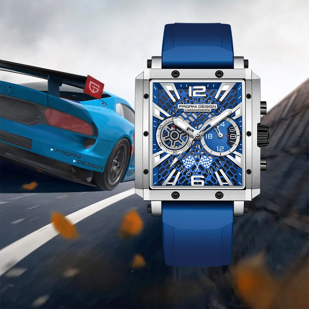 PAGANI DESIGN Top VK64 Quartz Watch Sports Racing Style Rubber Watch Sapphire Waterproof watch Luminous Luxury Watches for Man