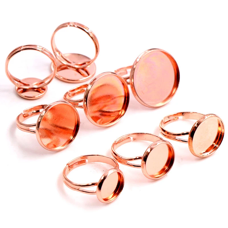 10pcs/Lots 8/10/12/14/16/18/20mm Iron Metal Adjustable Ring Settings Blank/Base,Fit 8-20mm Glass Cabochons,Buttons